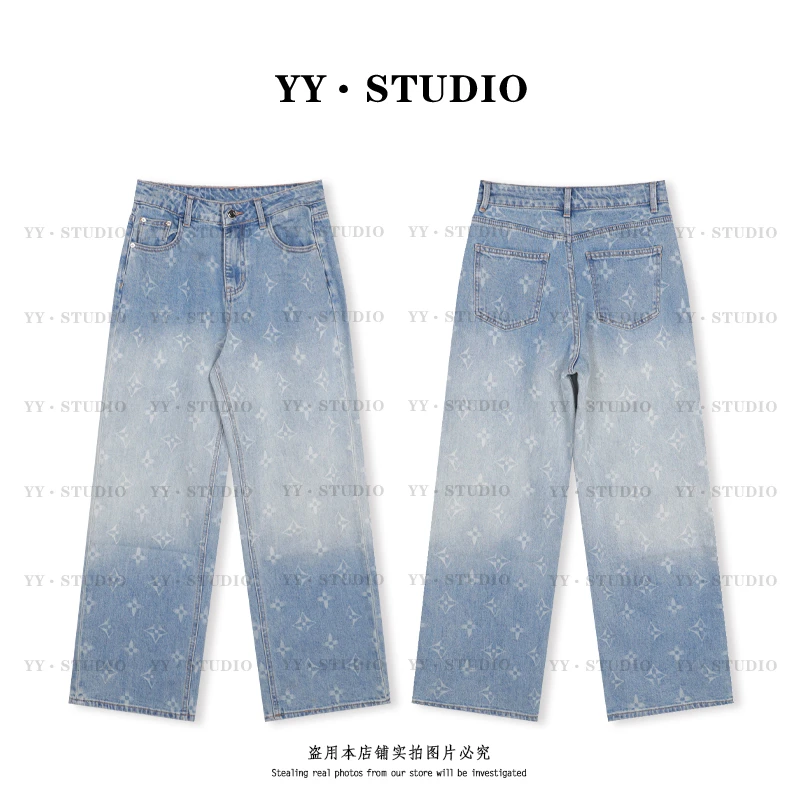 【YANYAN】春夏休闲百搭老花直筒裤牛仔裤YY-3659