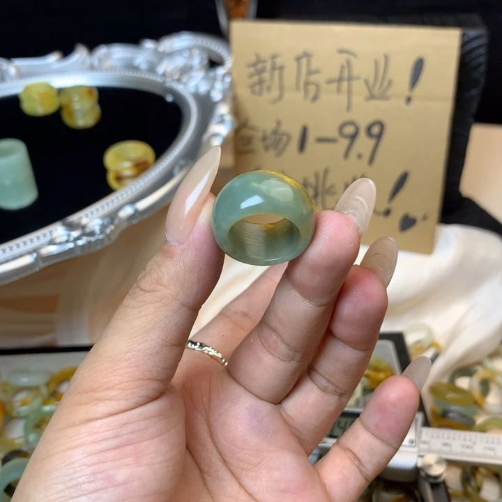 今****合金蛇纹石玉戒指