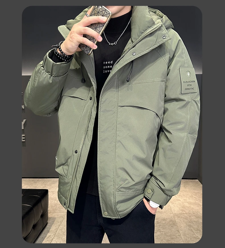 羽绒服男士冬季新款潮流连帽休闲加厚保暖外套7819