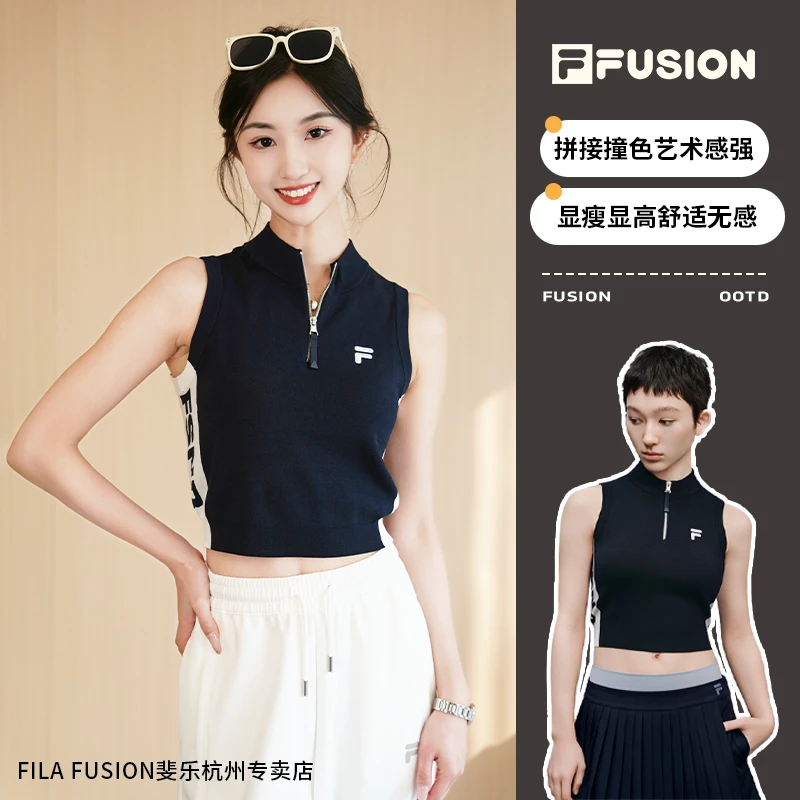 FILA斐乐背心短袖女时尚潮流运动休闲百搭修身显瘦背心T11W535105