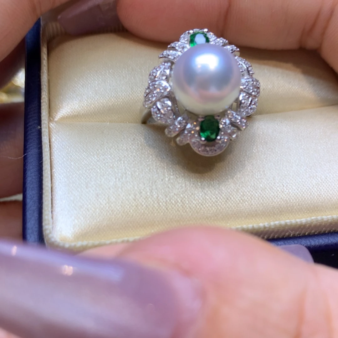 银S925镶嵌戒指海水珍珠