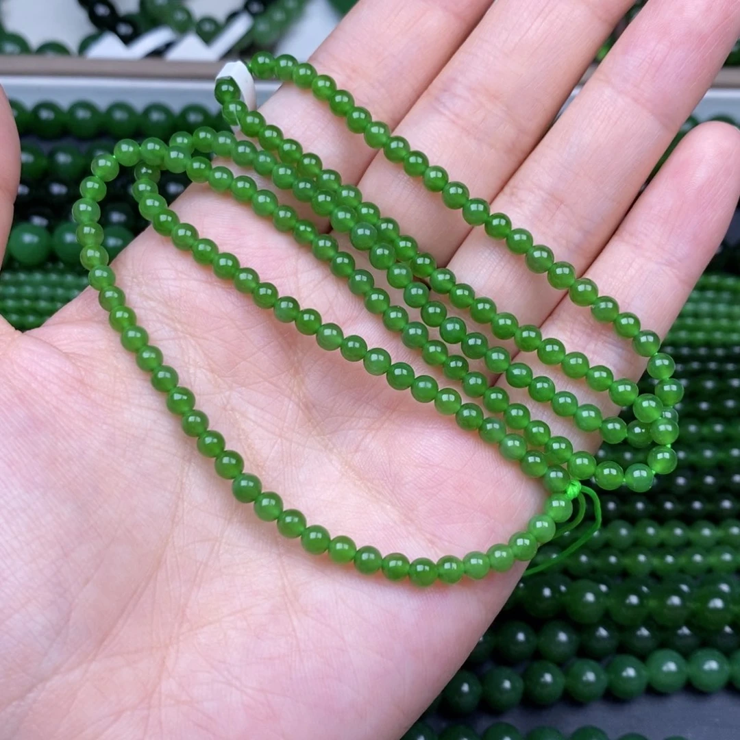 颈饰未镶嵌和田玉（碧玉）4m冰阳绿无黑