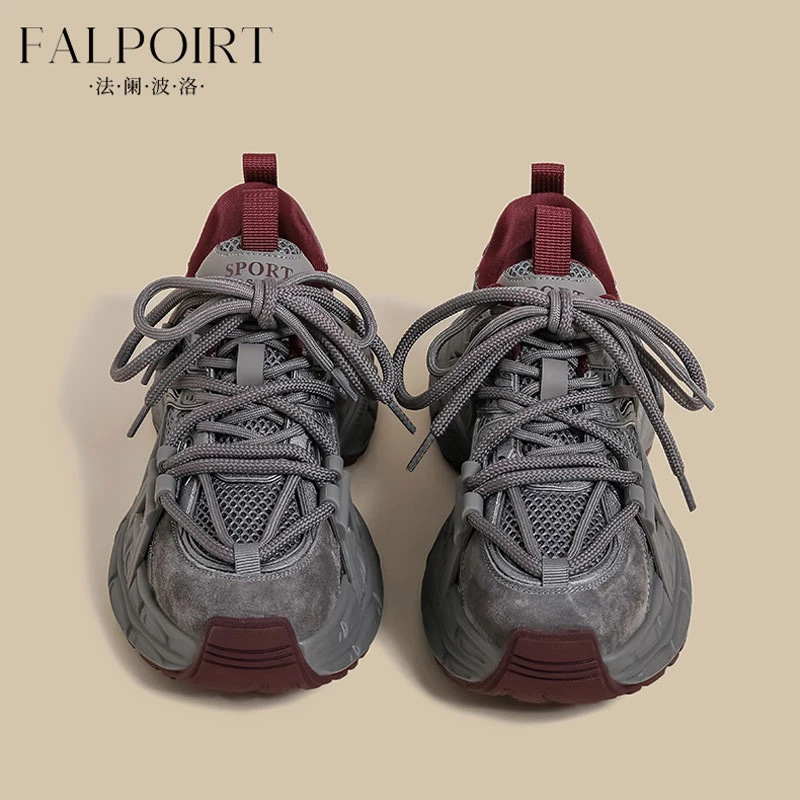 FALPOIRT厚底老爹鞋女2025春秋新款小个子增高灰色炸街重工运动鞋