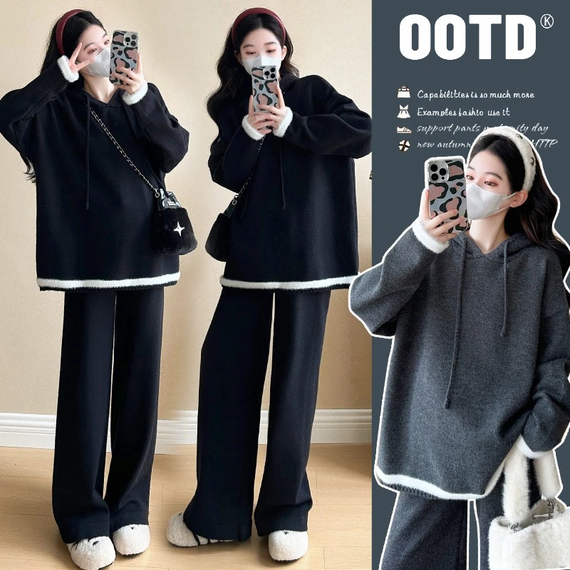 孕妇装秋冬季套装2025新款孕妈高级感穿搭慵懒风时尚洋气时髦上衣