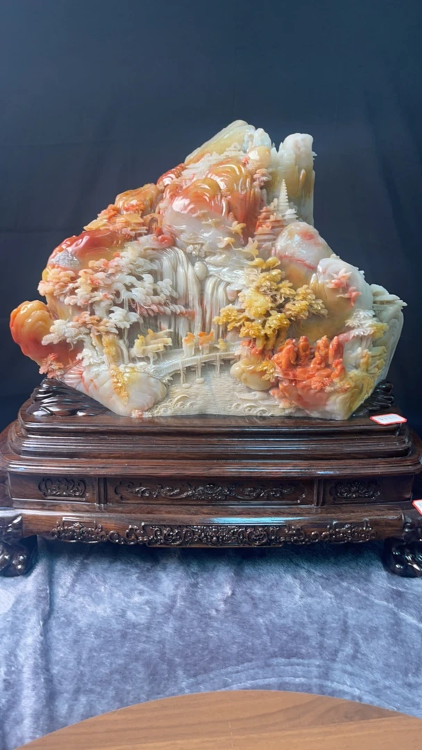 寿山石山水摆件办公玄关