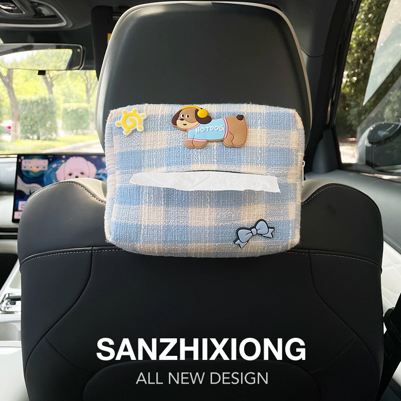 可爱卡通汽车纸巾盒创意车载纸巾袋车用抽纸盒车内饰品车内纸巾包