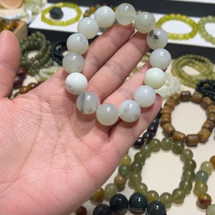 蛇纹石玉未镶嵌手链卡15