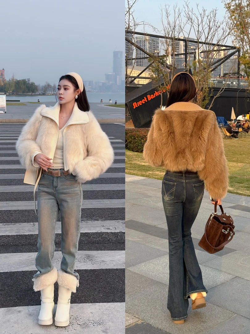 PC11依美丁【梦境巡游】翻领设计坎毛狐狸毛外套