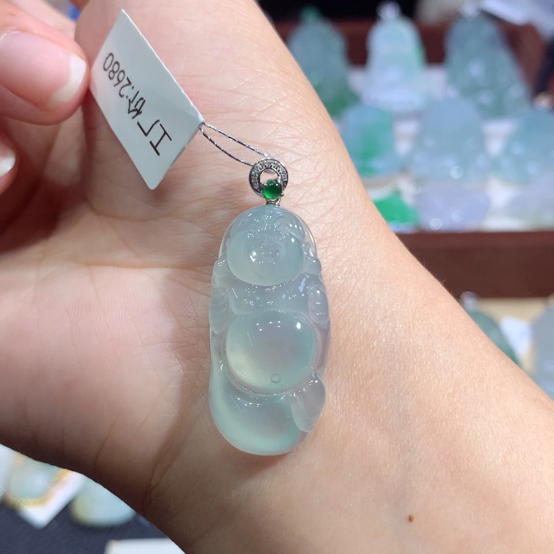吊坠(不含链)18K金镶嵌翡翠佛公