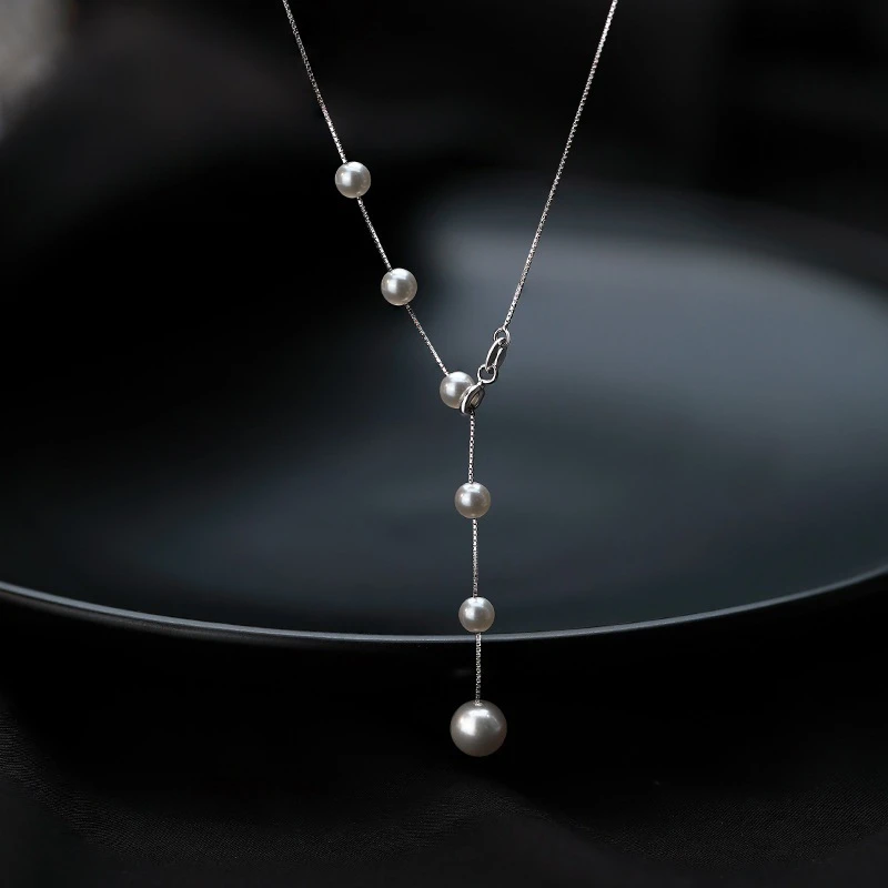 铜合金仿珍珠项链 轻奢小众优雅感珍珠项链女ins风可调晚宴锁骨链