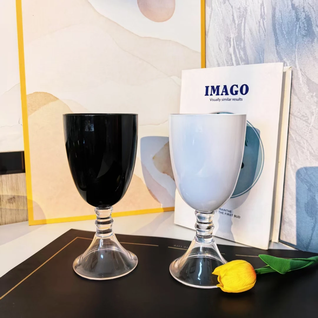 惊喜家轻奢复古高脚黑白配色香槟杯红酒杯个性简约酒杯家用