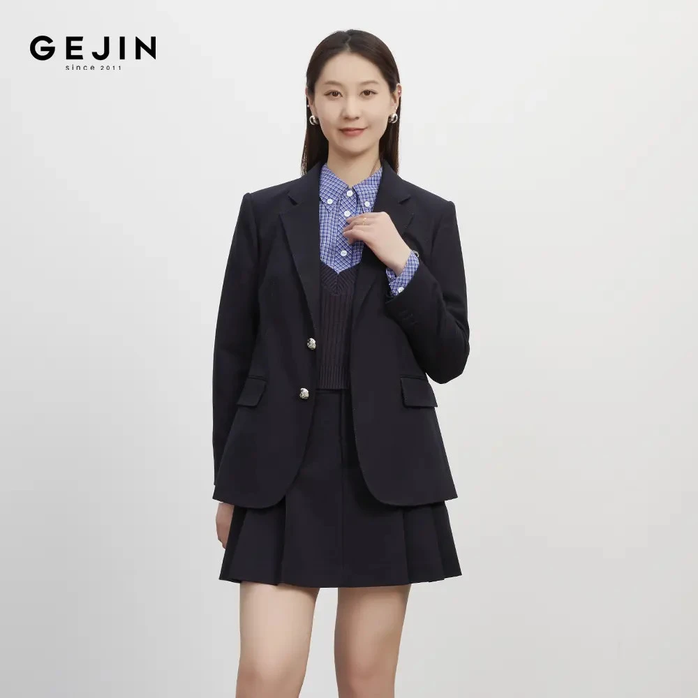 GEJIN/歌锦时尚新款单排扣修身职业缎面学院风正装9332570382