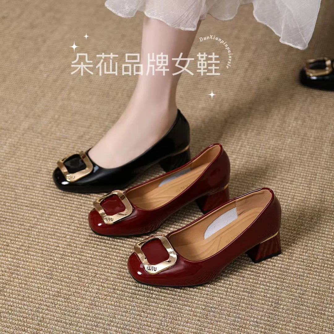 【品牌力荐】方头单鞋2025低跟新款浅口气质百搭女春秋夏女鞋7878