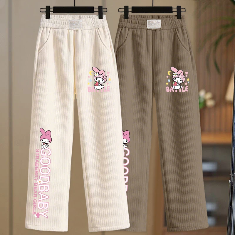 女童裤子春秋季新款灯芯绒裤中大童女孩洋气直筒裤儿童休闲阔腿裤