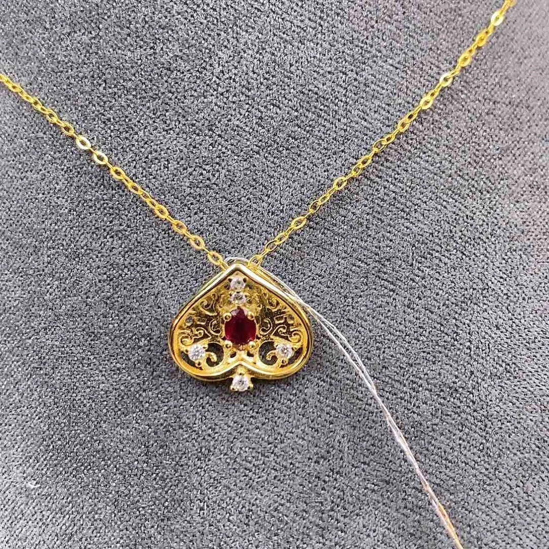 红宝石吊坠(赠链)银S925镶嵌