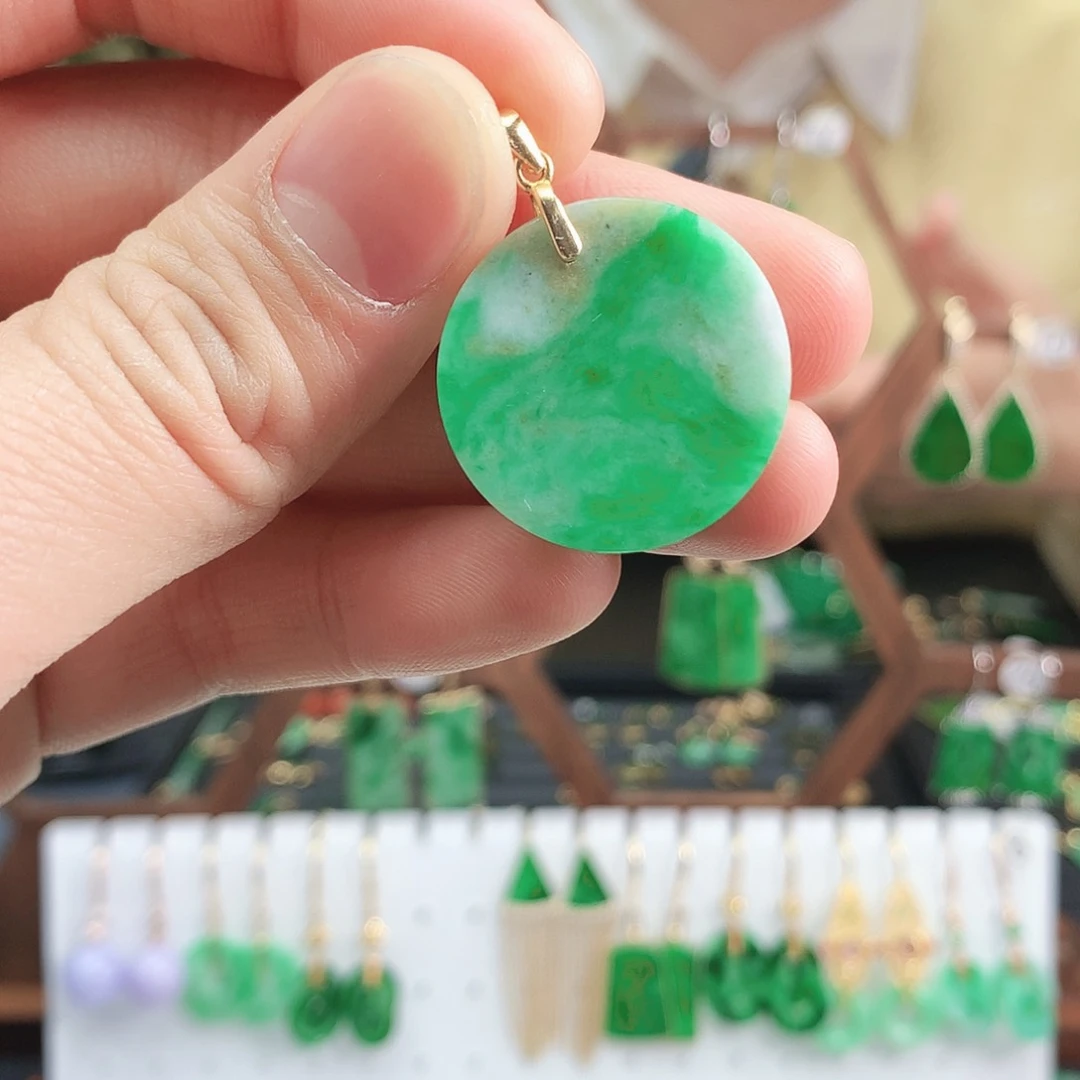 翡翠吊坠(不含链)银S925镶嵌吊坠