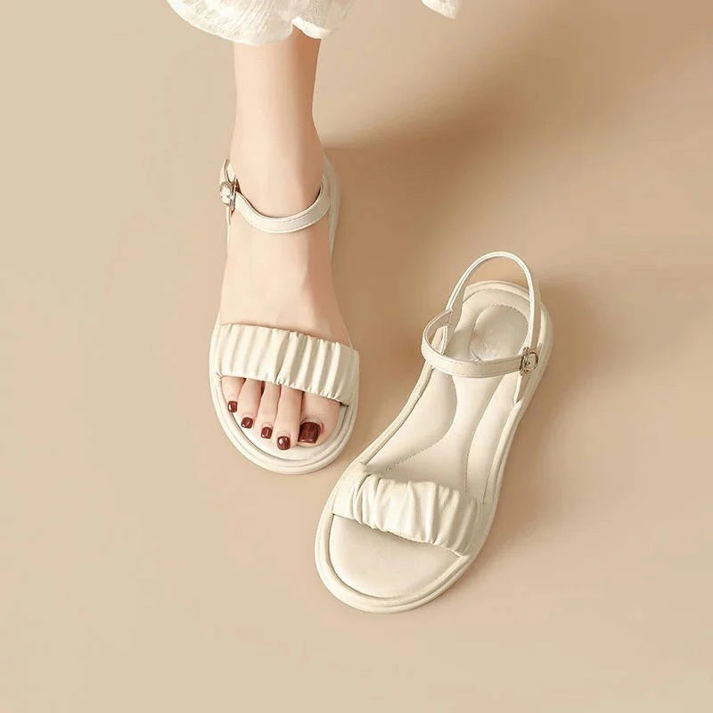 一字带凉鞋女鞋1226夏季新款时尚优雅平底一字扣凉鞋