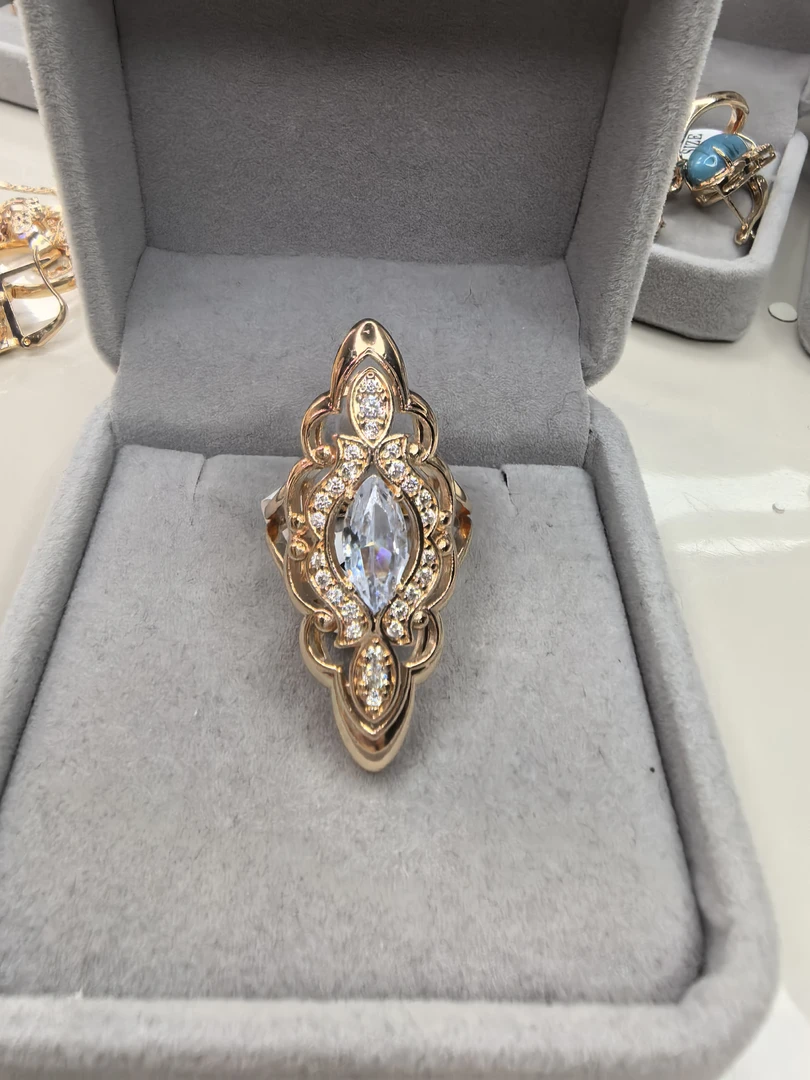 铜合金锆石戒指 镀俄罗斯紫金戒指