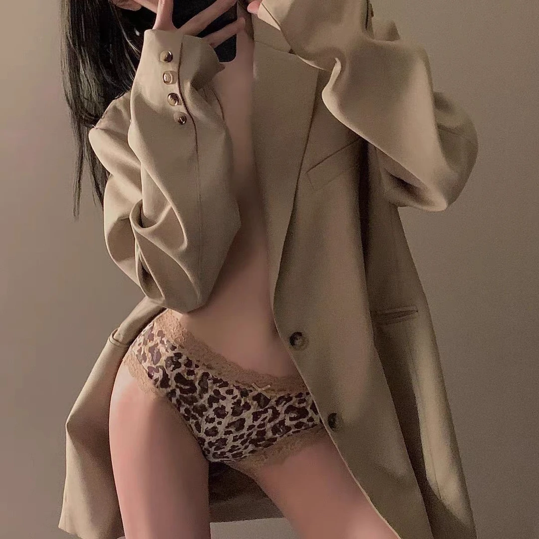 性感蕾丝豹纹内裤【纯棉抗菌全棉裆】2025新款夏季性感镂空高腰内裤