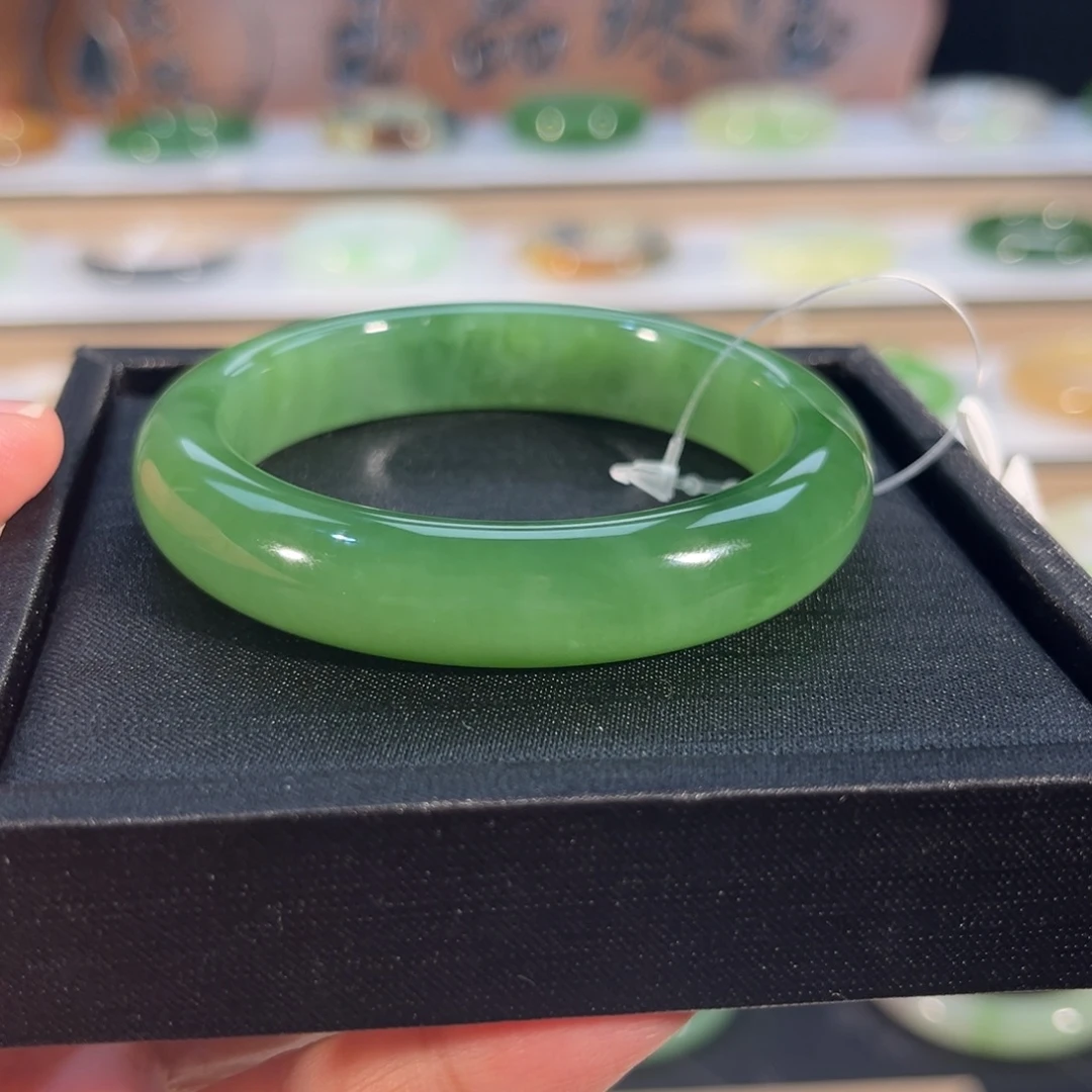 和田玉未镶嵌手镯粉阳绿猫眼碧玉大漏