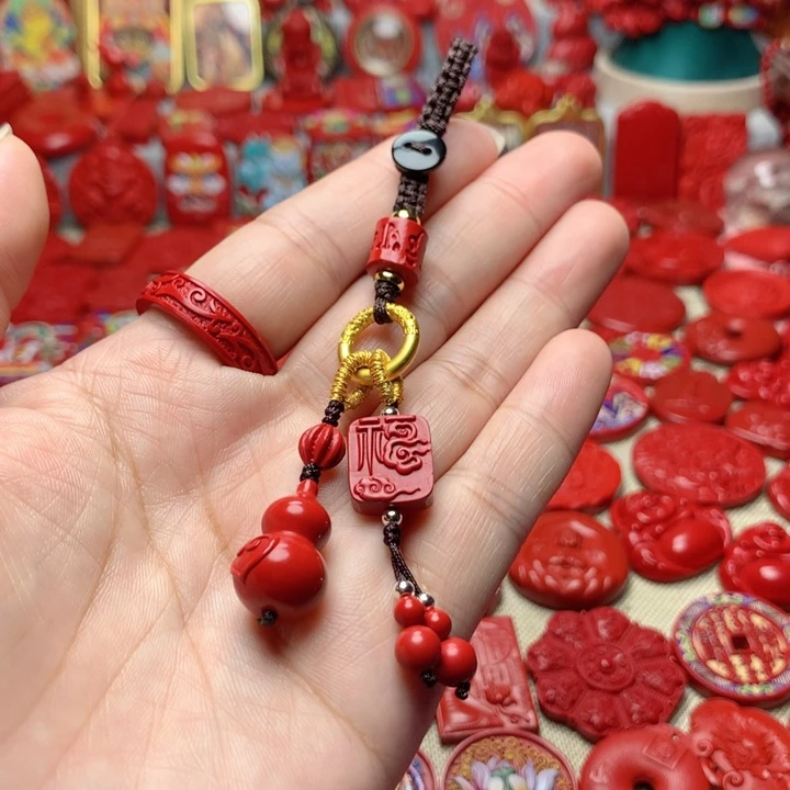 天然辰砂工艺品朱砂钥匙扣