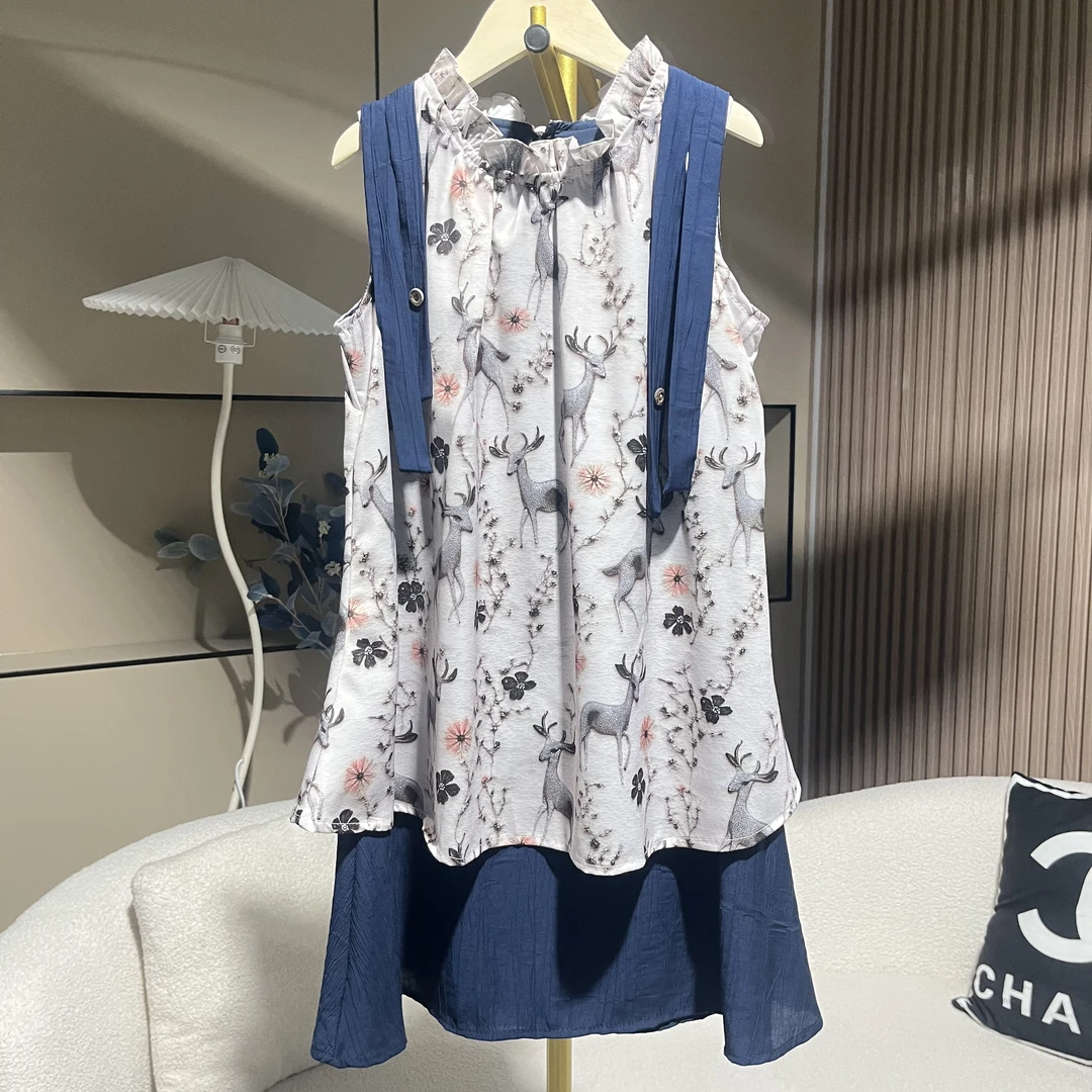 女童夏季无袖三D印花连衣裙女孩气质网红款裙子儿童设计师连衣裙