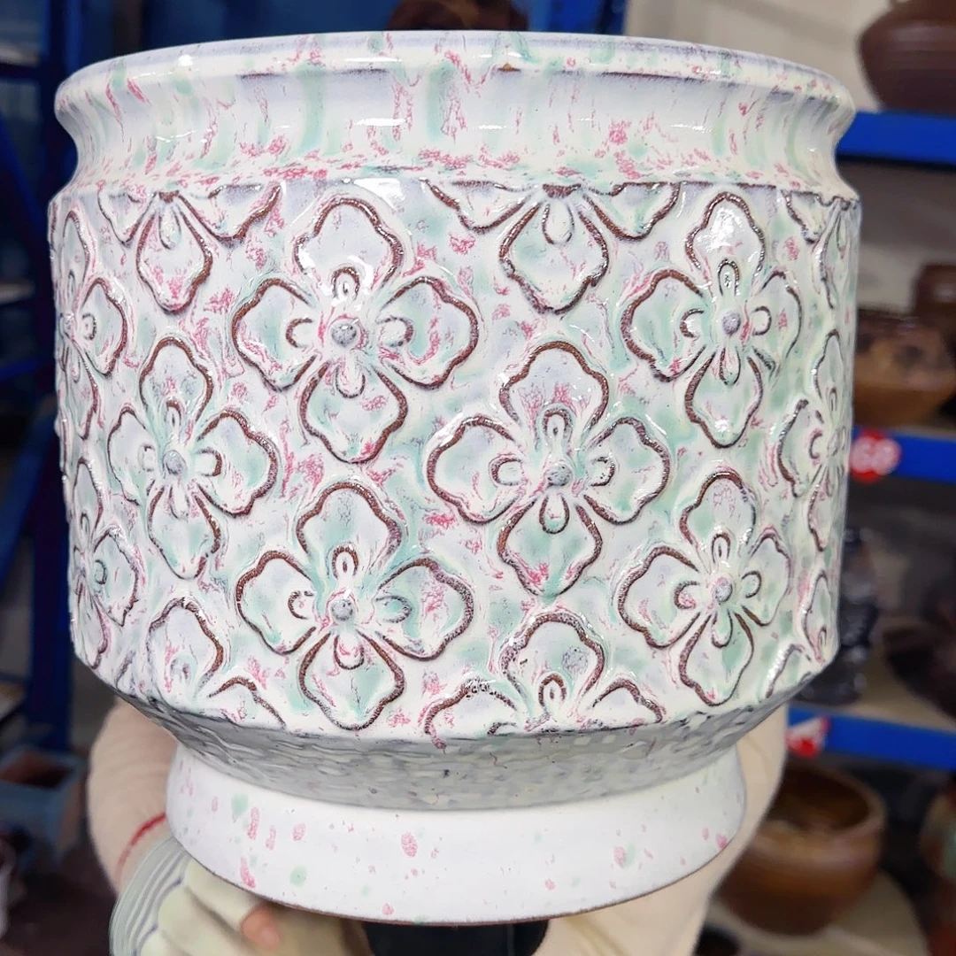 紫砂花盆高25口25