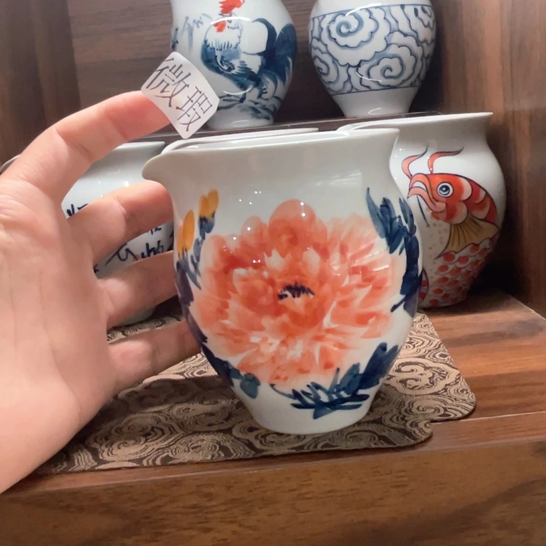 釉下手绘茶具微瑕
