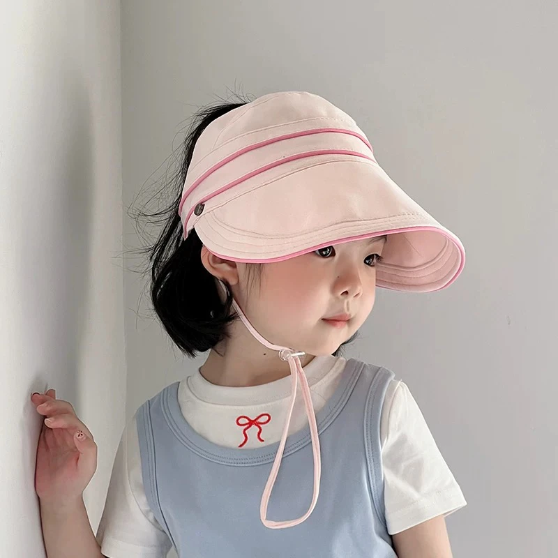 儿童帽子春夏空顶帽男女宝宝洋气韩版遮阳帽出游大檐防晒帽太阳帽