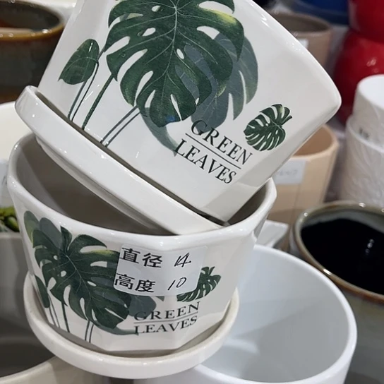 多肉绿植陶瓷花盆9.9包邮，有孔