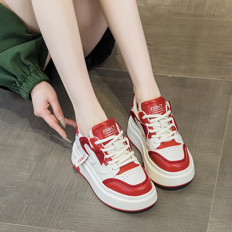 ZSCT休闲运动小白鞋低帮鞋2025春季新款潮流百搭软底厚底增高6.5