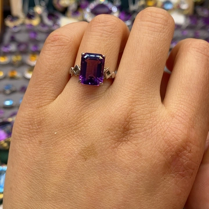 水晶戒指银S925镶嵌天然水晶戒指