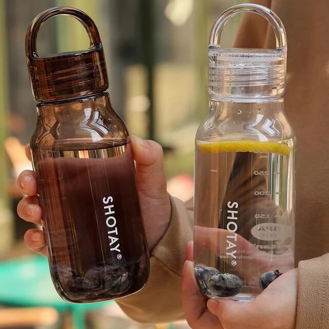 尚泰水杯学生上学专用简约男女士高级感直饮便携带刻度塑料杯子