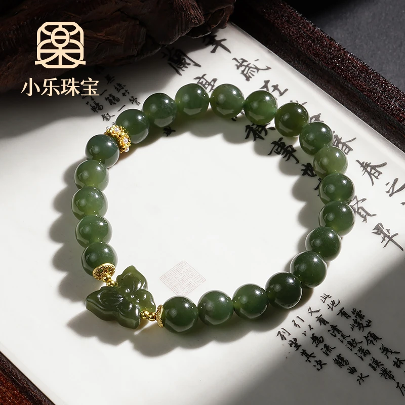 湖水绿和田玉美丽小蝴蝶女式手链多样性发一-10621