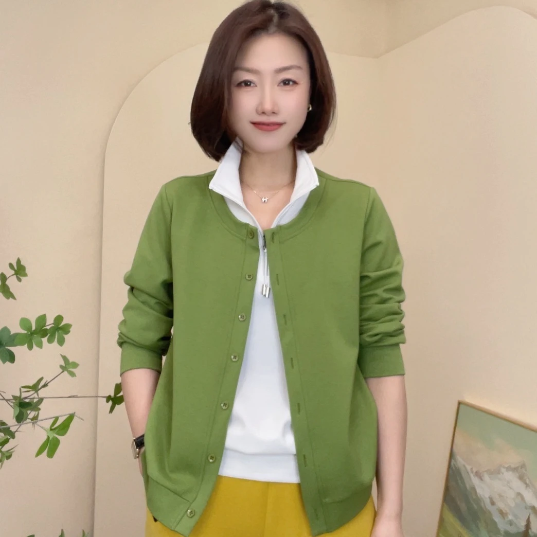 20250春季新款高级感假两件时尚休闲长袖百搭打底衫女休闲上衣