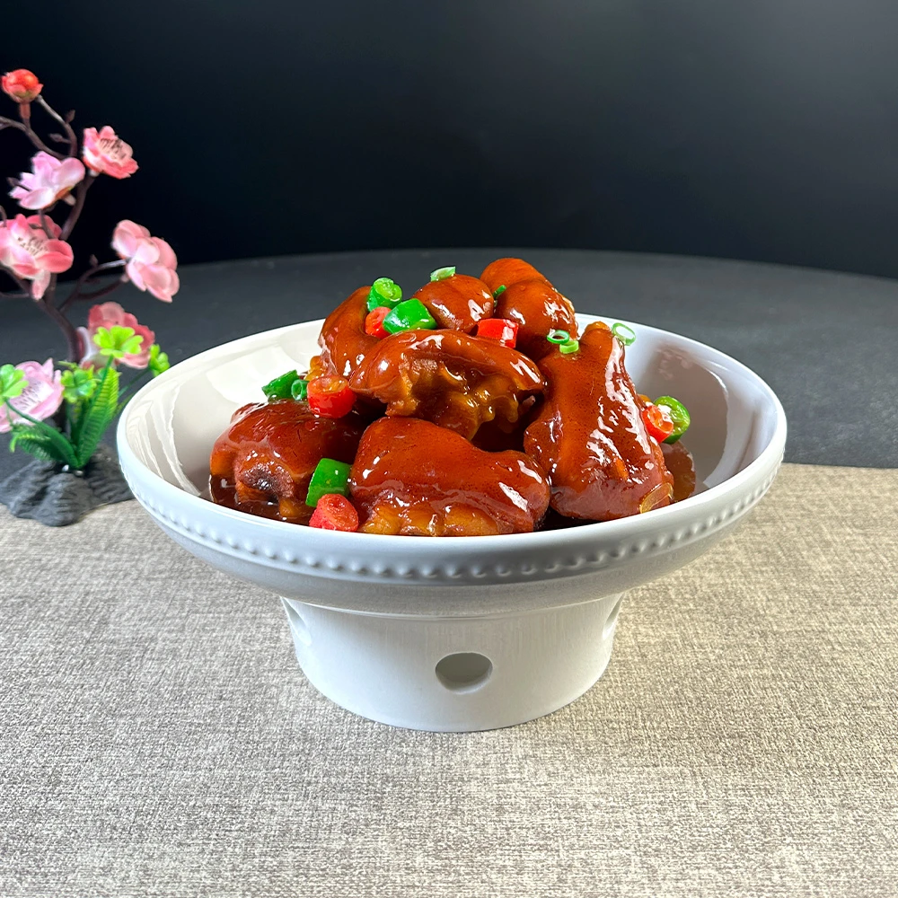 经典珠点白瓷加热保温明炉酒店商用家用纯白盘子高档餐具品质好物