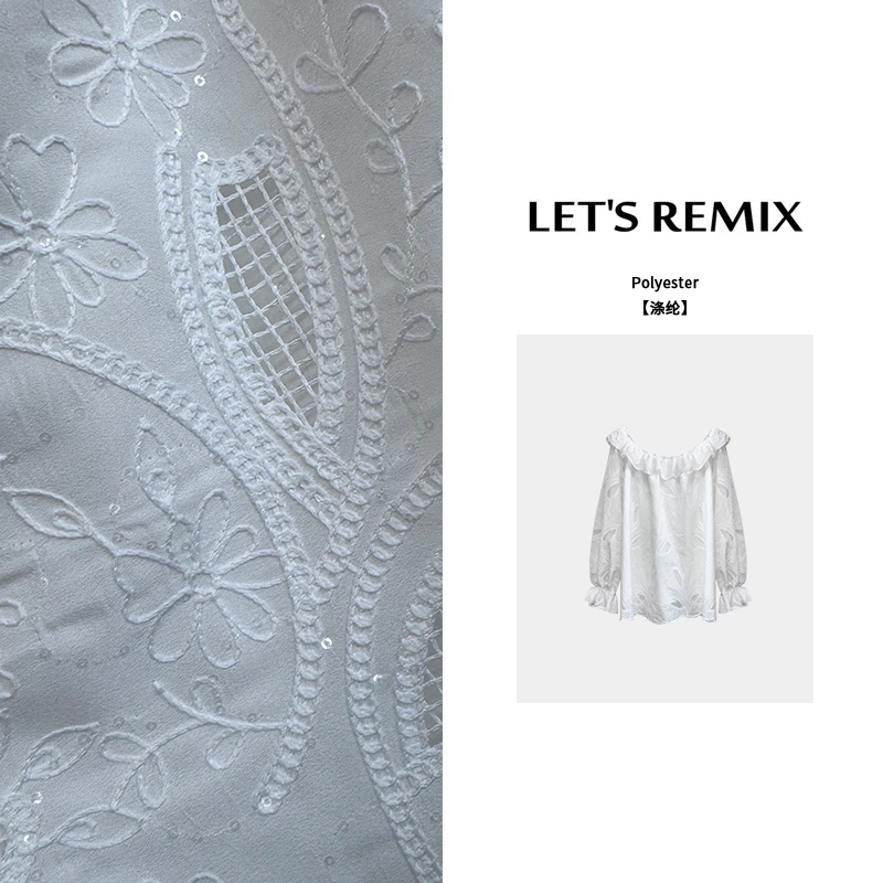 【LET'S REMIX】「安妮日记」设计感法式镂空刺绣亮片气质显瘦衬衫