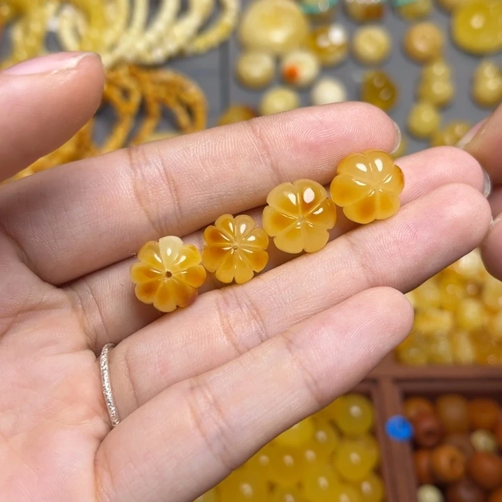 蜜蜡未镶嵌珠宝奇石满蜡蜜糖妖花瓜瓜来财 南瓜配饰