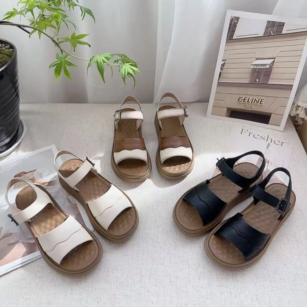 8305新款厚底舒适百搭软底魔术贴复古凉拖鞋