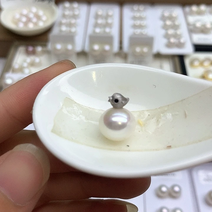 淡水珍珠银S925镶嵌吊坠