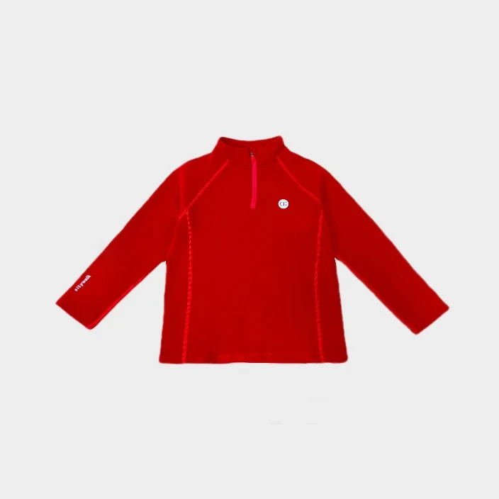 肉肉家-[无痕糯糯衣]儿童冬季新年红亲肤软糯半拉链打底上衣