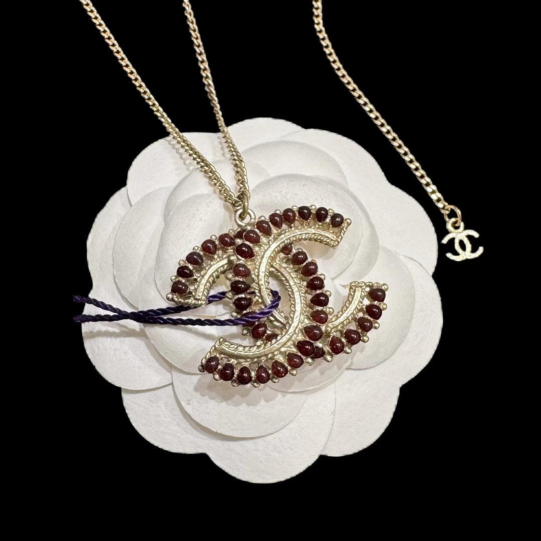 95新 Chanel/香奈儿 14A复古红珠双C项链 69835038