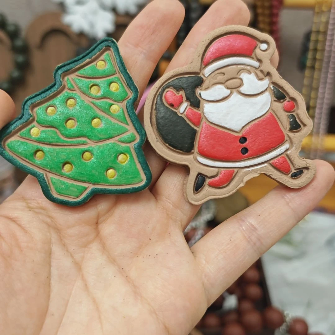 泥塑冰箱贴白玫瑰两个