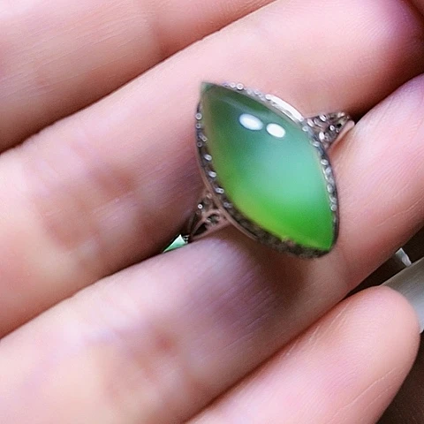 和田玉银S925镶嵌戒指