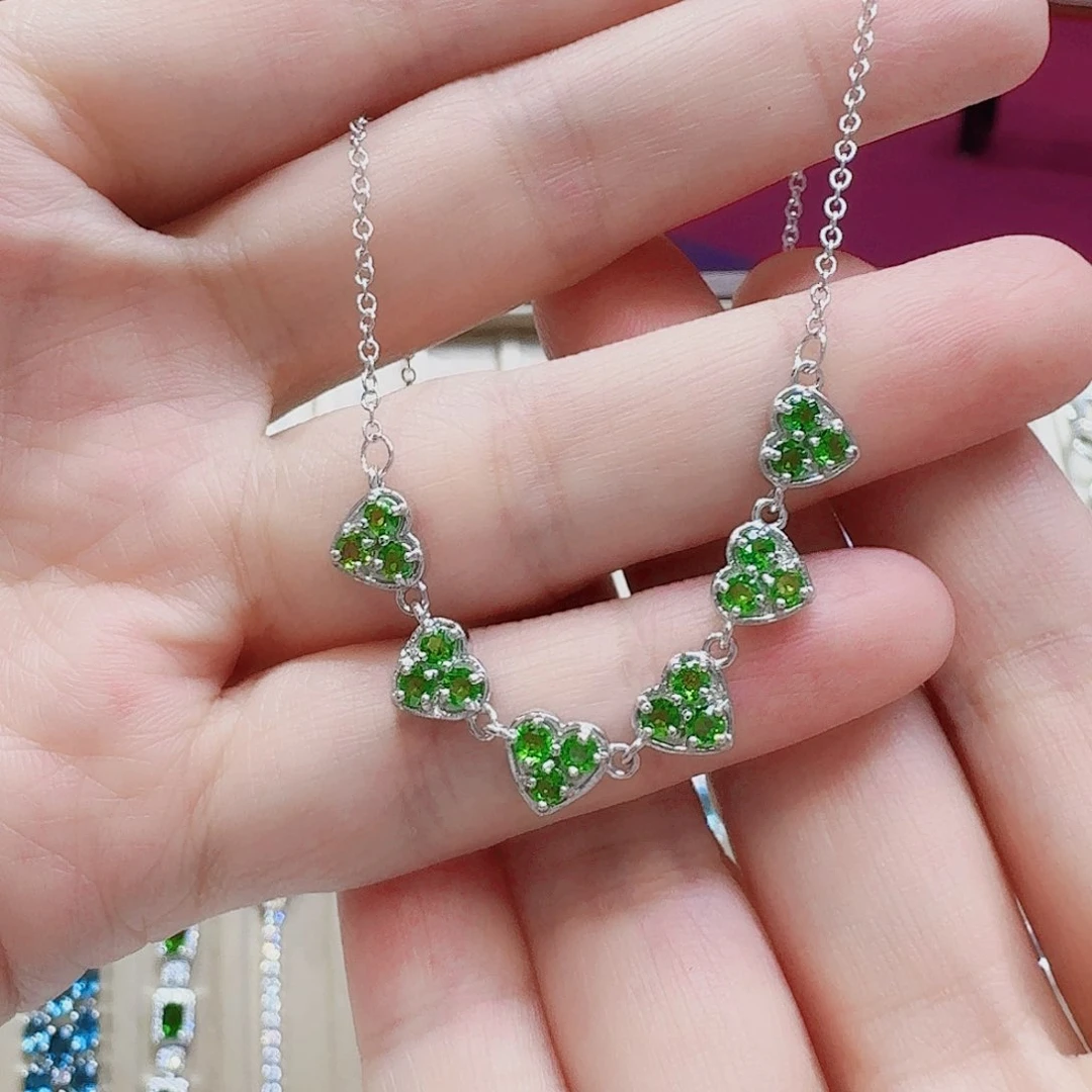 吊坠透辉石银S925镶嵌吊坠