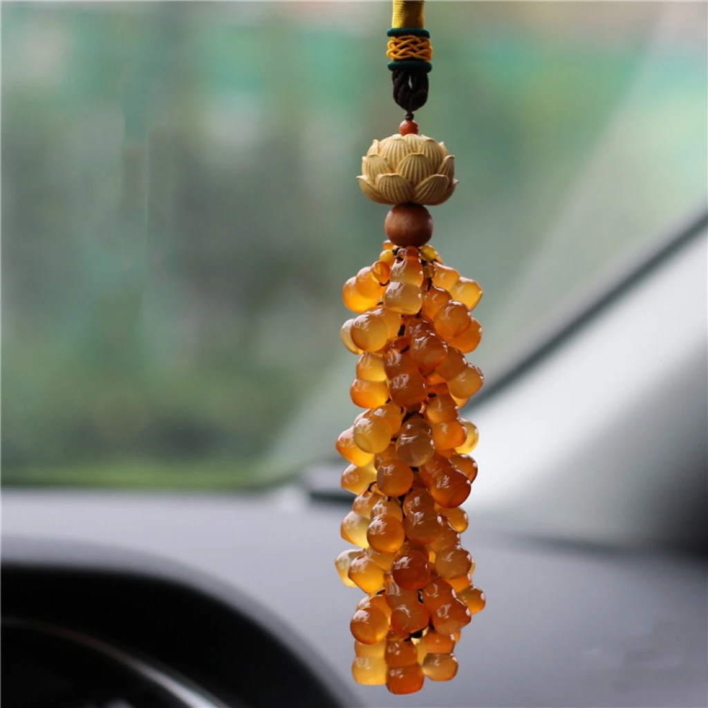 天然玉髓玛瑙汽车挂件葫芦车载车内后视镜挂饰