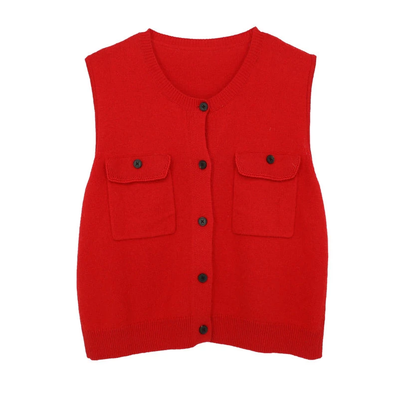 【SFF推荐】有尾25早春肌理石榴印花毛织解构马甲简约时尚5756