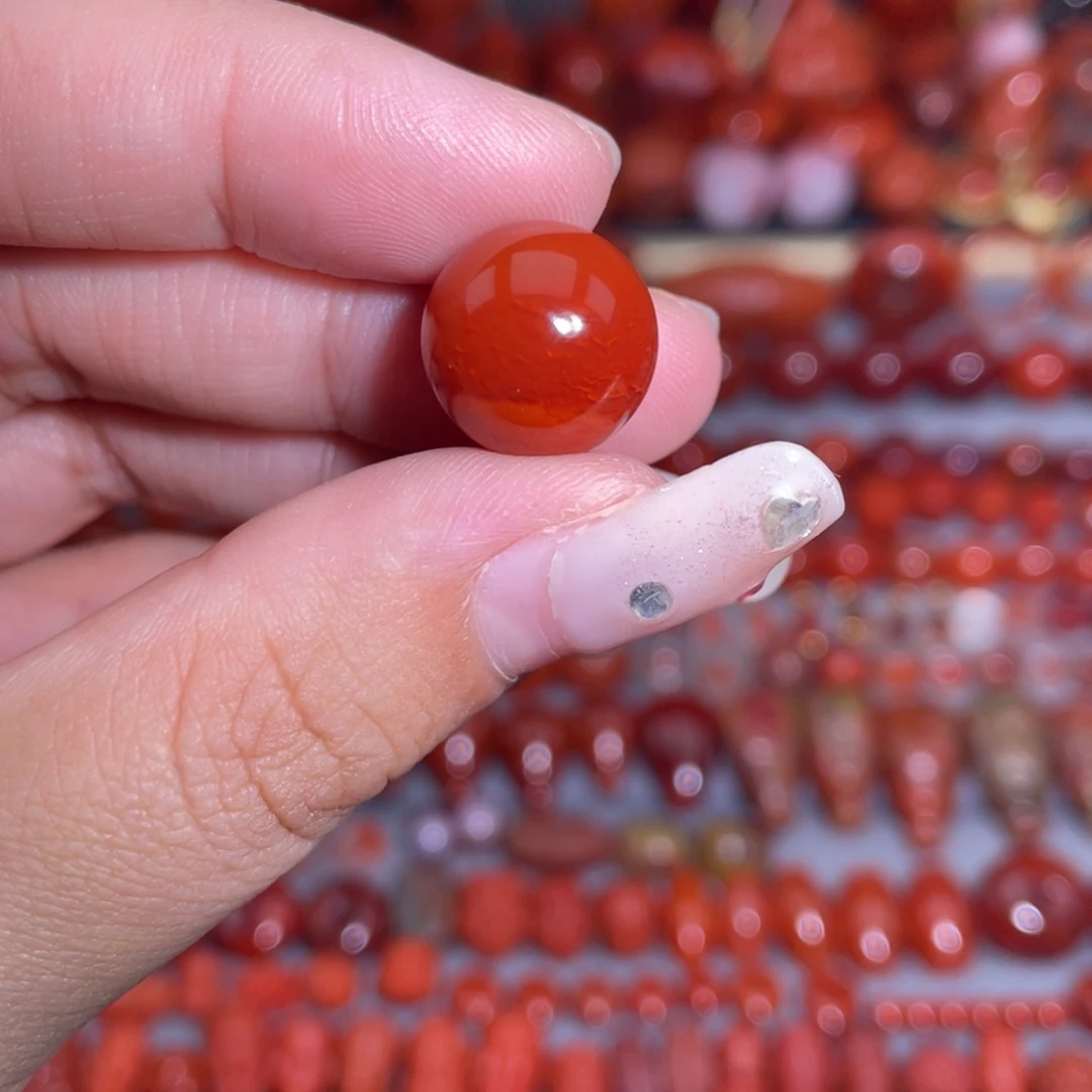 南红玛瑙未镶嵌火焰圆珠13mm微瑕