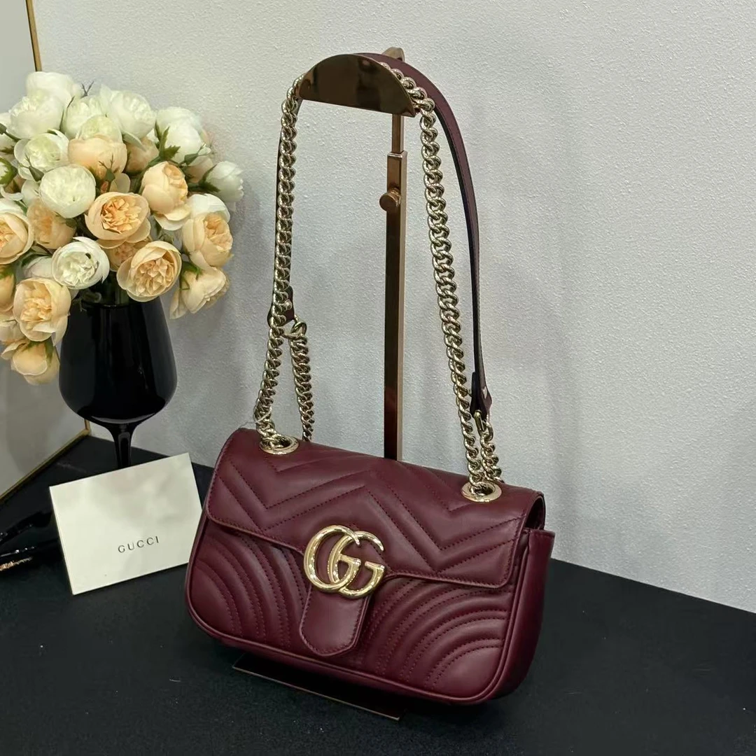 未使用 GUCCI/古驰 壹所奢品/马蒙22 安格拉红 闲置 单肩斜挎包