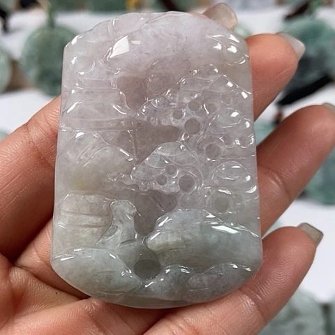 翡翠颈饰未镶嵌山水牌福利